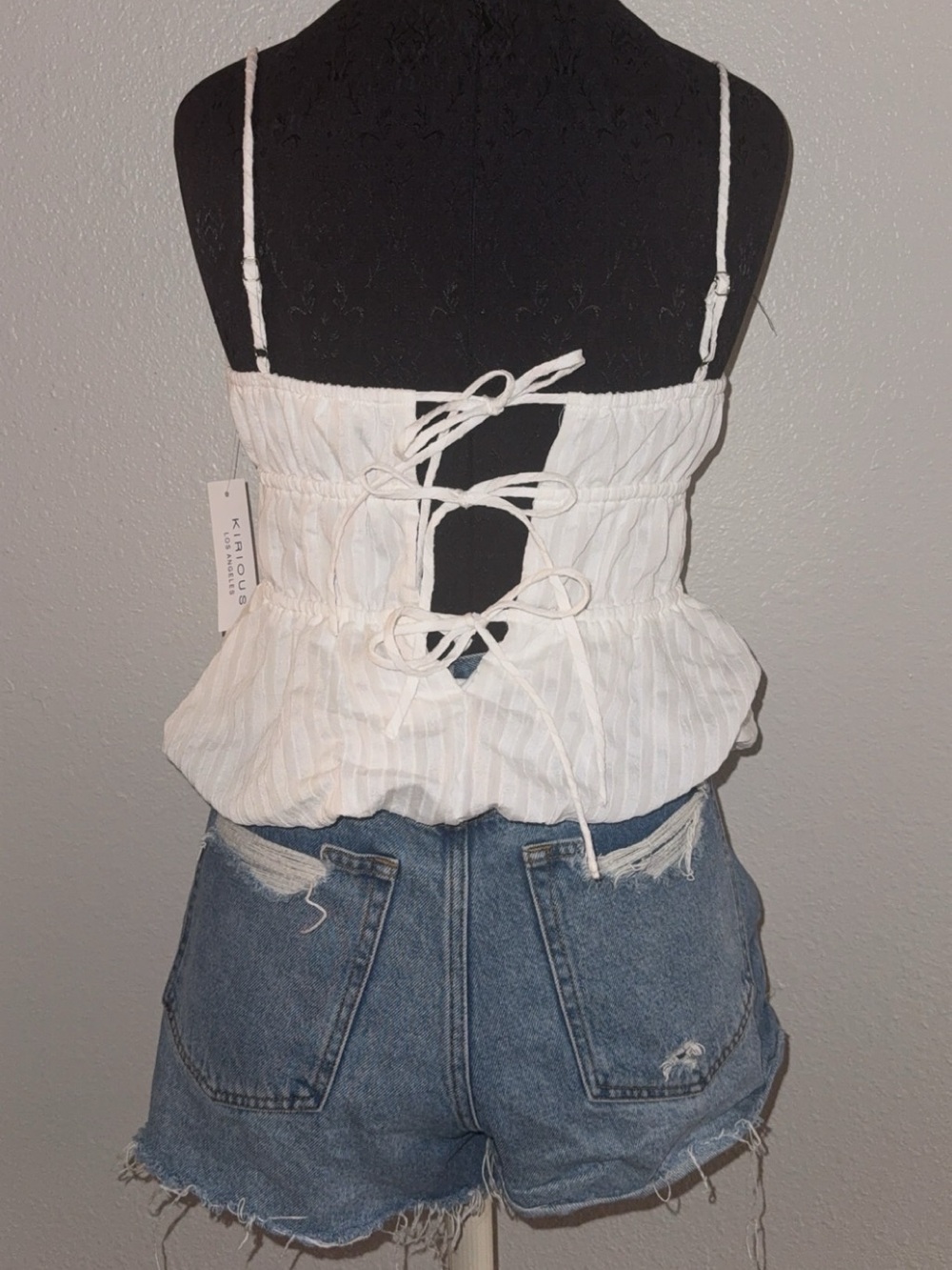 Women’s White Tie Back Bubble Top Medium
